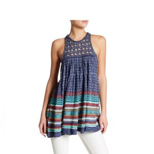 Free People Rare Hearts Knit Multicolor Tunic Top | Small